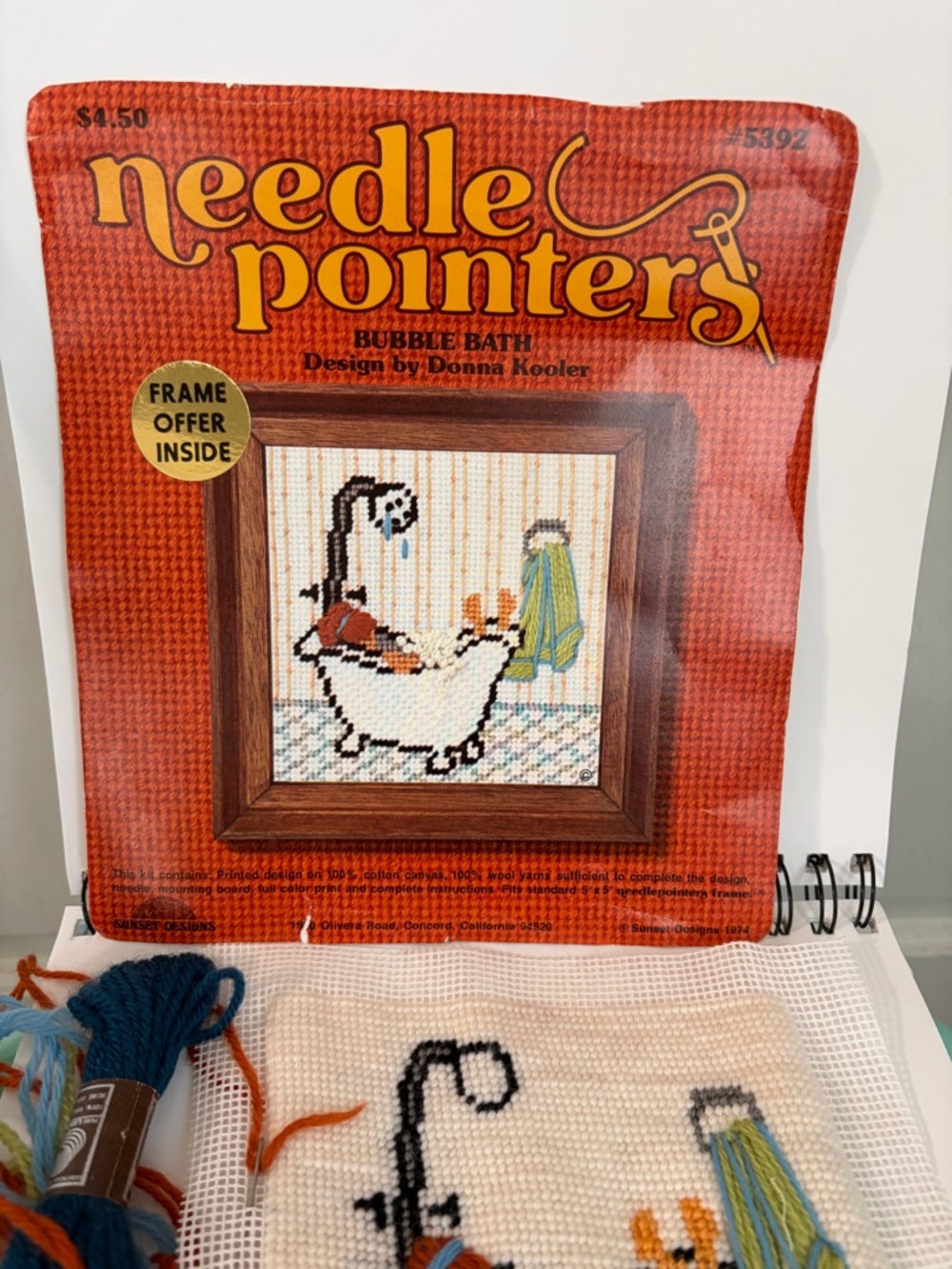 Vintage Almost Done Sunset Designs Bubble Bath Needlepoint
